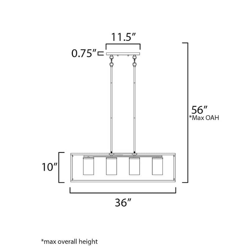 Maxim 10288 Lateral 4 Light 36" Wide Pillar Candle Linear Pendant