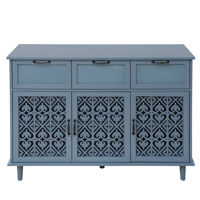 Roomfitters 3 Door 3 Drawer Storage Cabinet, Modern Accent Furniture for Bedroom, Living Room, Blue