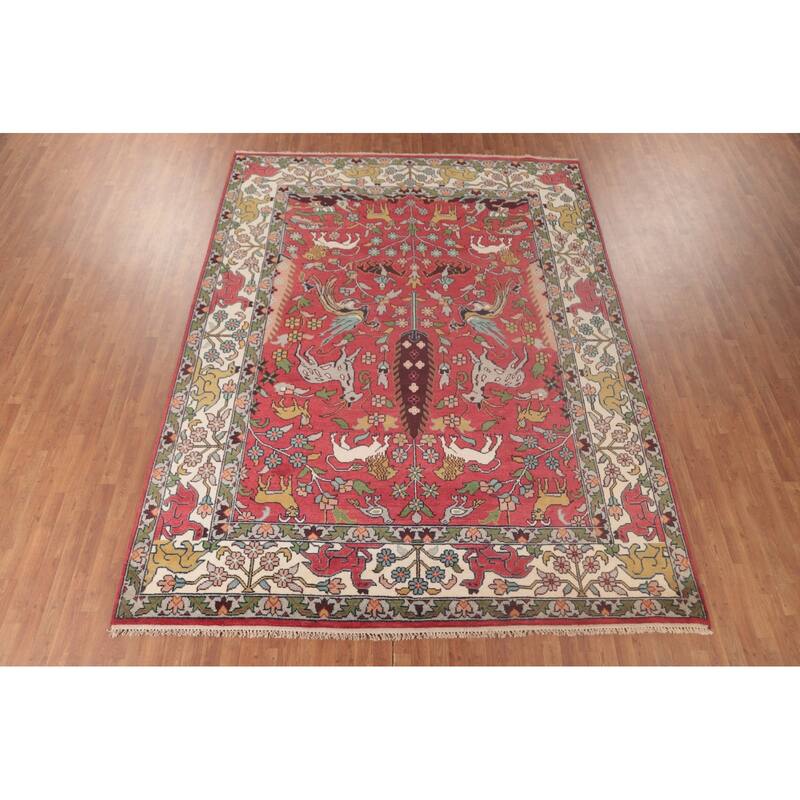 Animals Design Ziegler Area Rug Handmade Oriental Wool Carpet - 9'0"x 11'10"