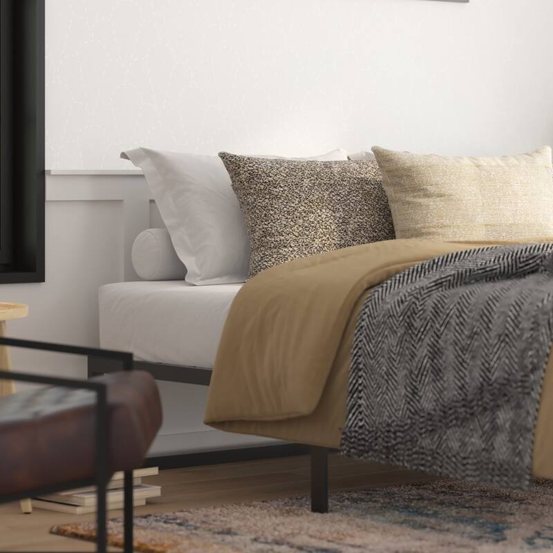 14" Metal Platform Bed Frame with Steel Slat Supports-No Foundation Needed