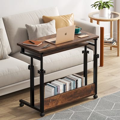 Portable C Table, Laptop Table for Sofa Bed, Adjustable Desk Mobile Standing Desk