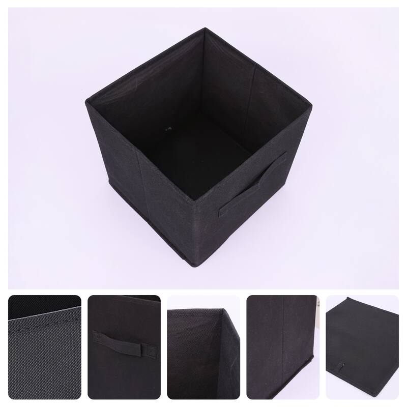 Fabric Storage Cube with Handle, Storage Bin for Shelves Closet, Collapsible Storage Basket for Organizing Clothes Books - Black - 10*10*10in
