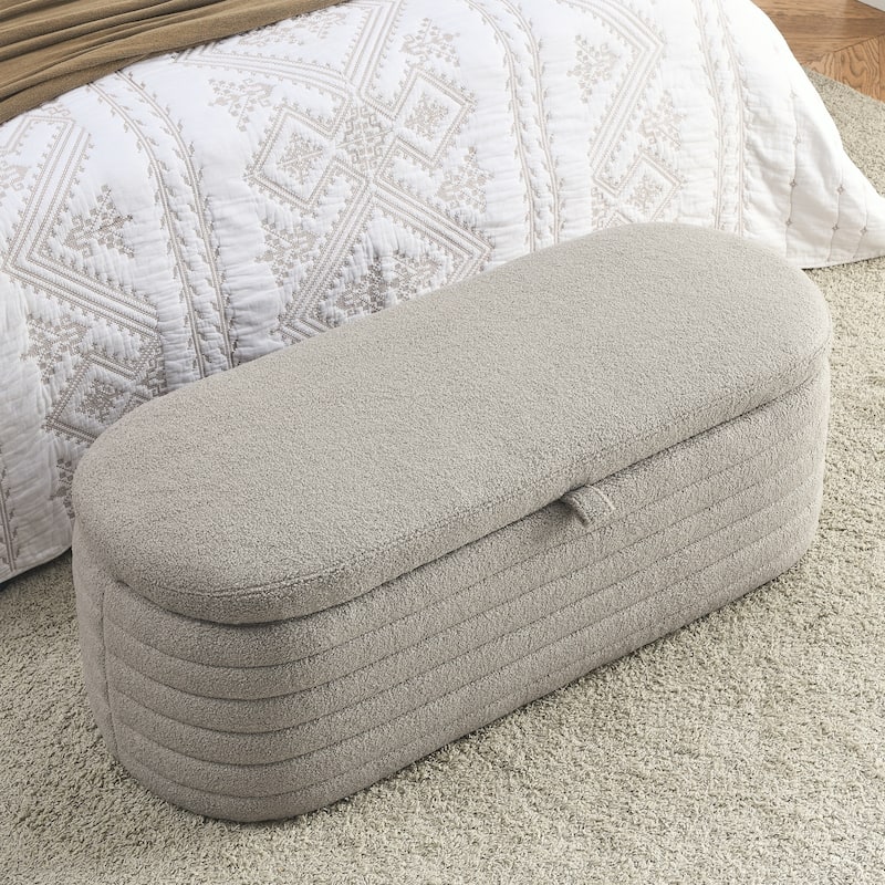 Length 45.5 inchesStorage Ottoman Bench with Safety Hinge