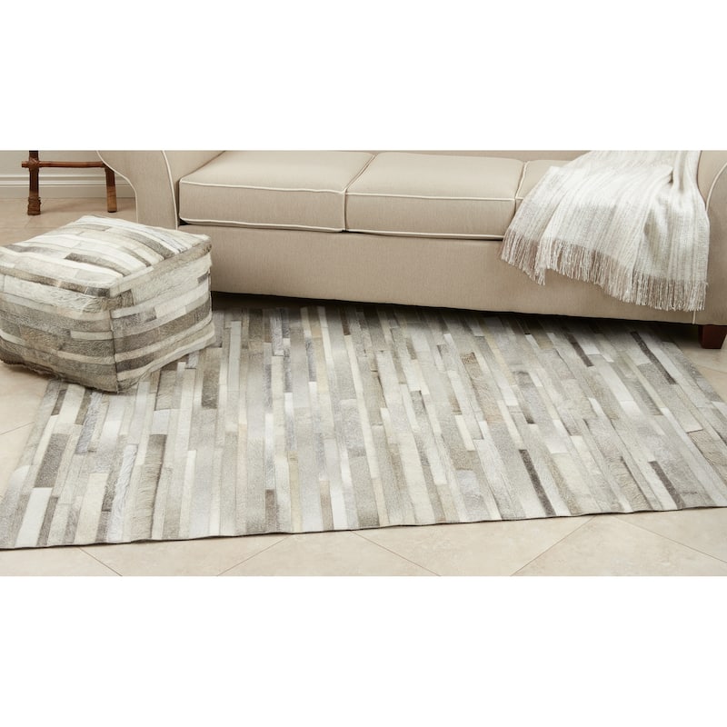 Hair On Leather Design Area Rug - 6' x 7'