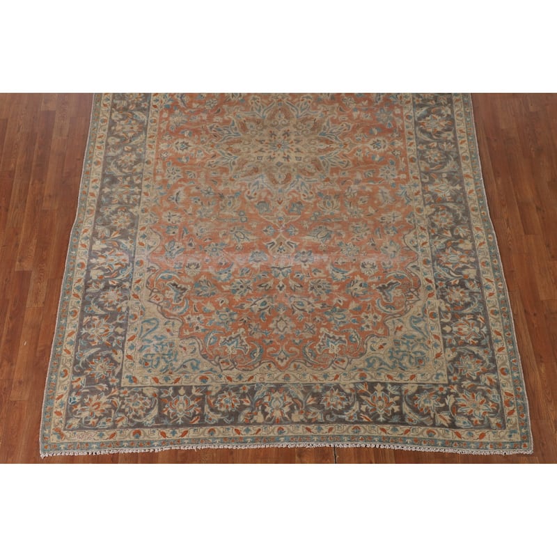 Traditional Najafabad Persian Vintage Rug Hand-Knotted Wool Carpet - 6'11"x 10'5"