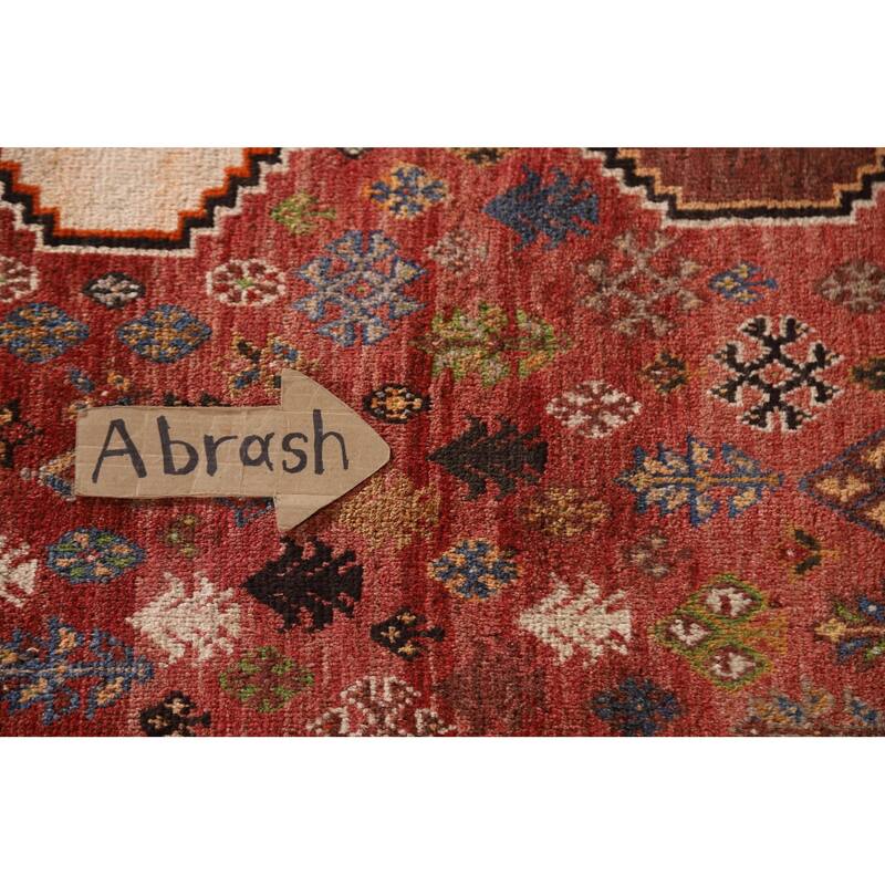 Vegetable Dye Shiraz Persian Vintage Area Rug Hand-Knotted Wool Carpet - 6'0"x 9'11"