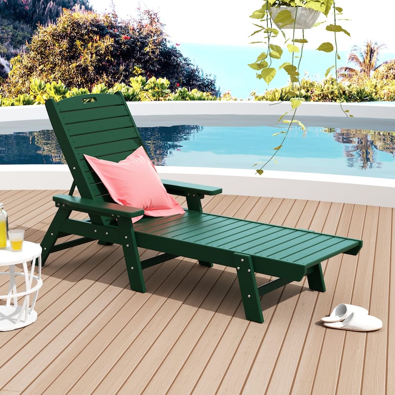 Laguna Hdpe All Weather Outdoor Patio Pool Reclining Chaise Lounge - Dark Green