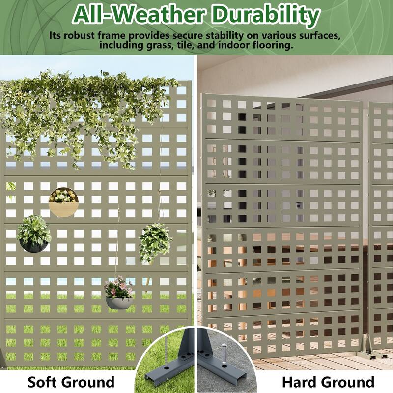 Outdoor Rectangle Privacy Screens Metal Screen Fence Panel Set of 2