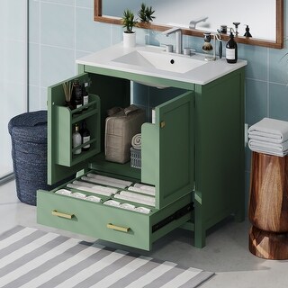Green Floor Standing Bathroom Cabinet Single Sink Combination - Bed ...