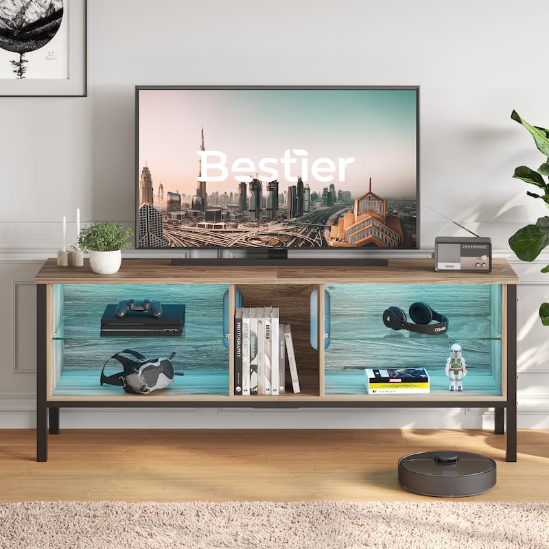 LED Entertainment Center with Shelves Gaming TV Stand for 70 inch TVs - 62 inches