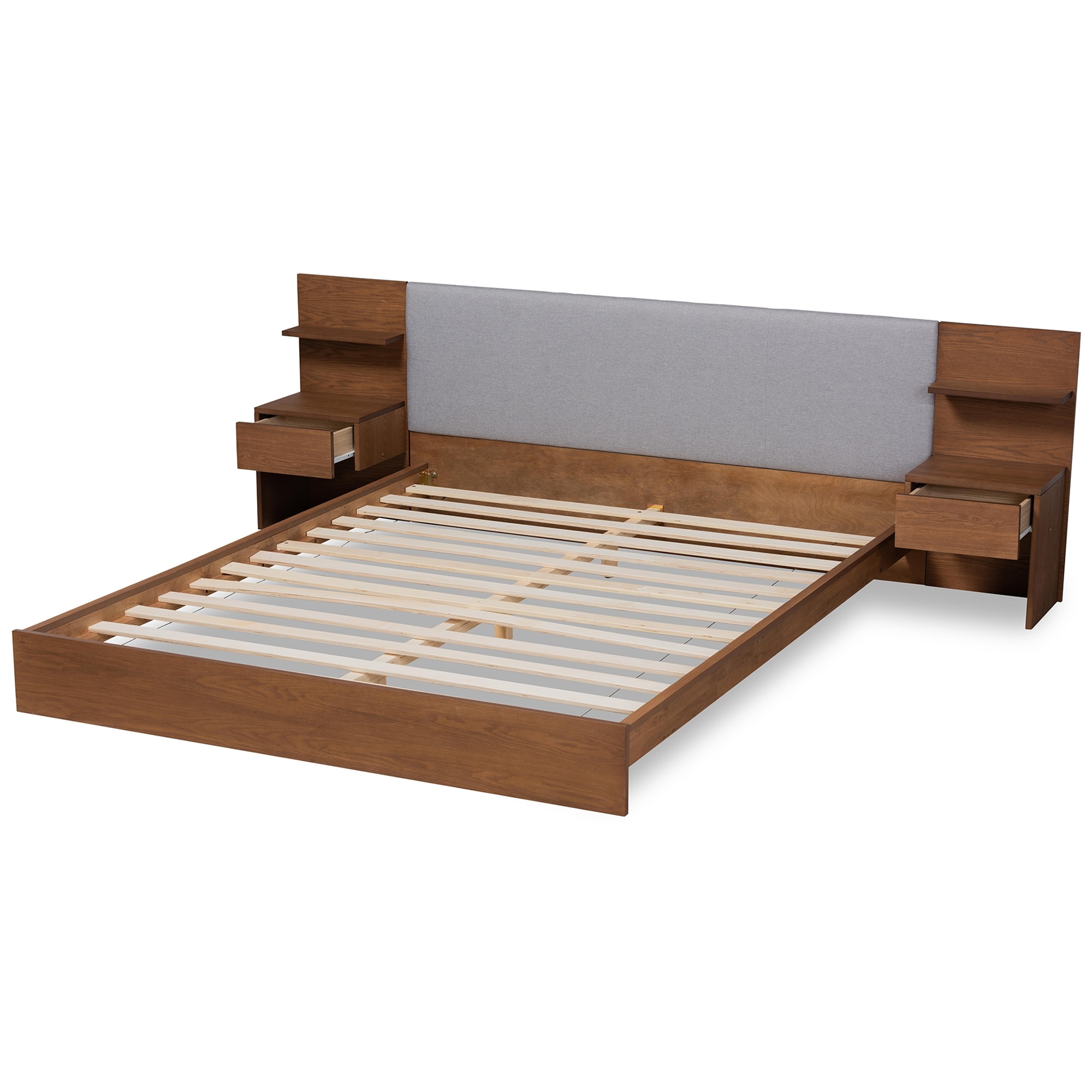 Queen platform bed with online built in nightstands
