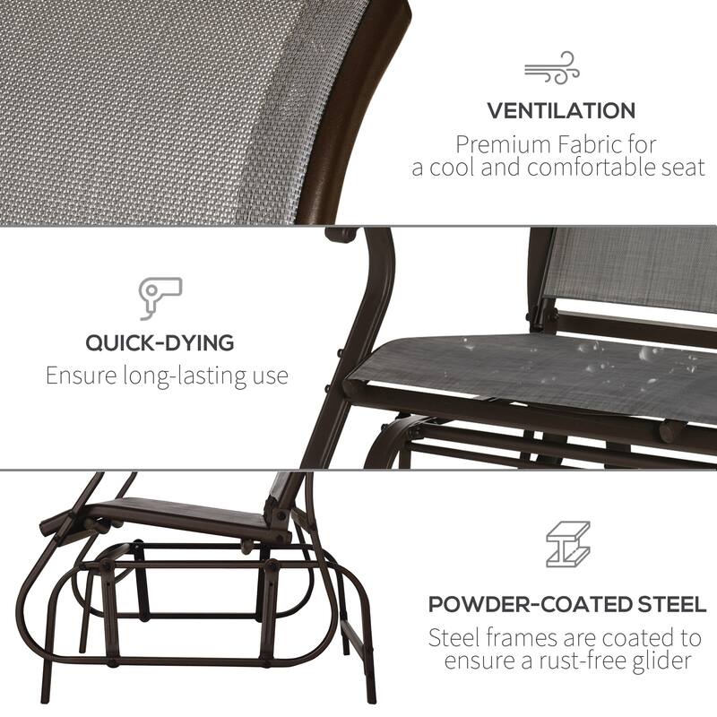 2-Person Outdoor Glider Bench，Patio Glider Loveseat Chair With Powder Coated Steel Frame