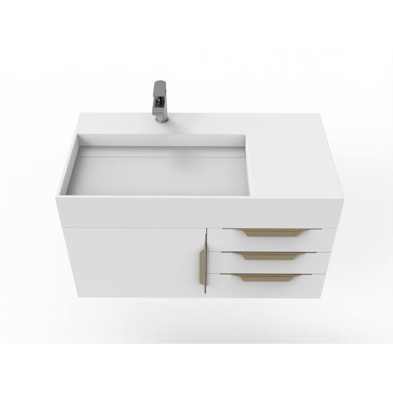 Amazon 36" Wall Mounted Bathroom Vanity Set w/ White Top