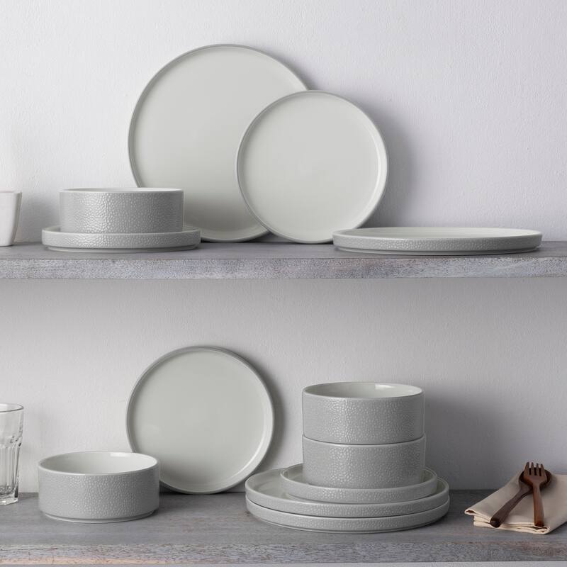 Noritake Colortex Stone 12-Piece Stax Dinnerware Set, Service For 4