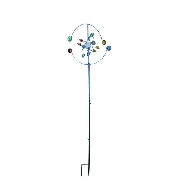 Colorful Geometric Cups Metal Art Garden Twirler Wind Spinner - 62 X 18 X 18 inches