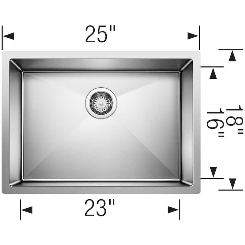 Blanco Precision Single Basin Stainless Steel Kitchen Sink 25" x 18"