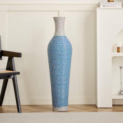 39-Inch Tall Standing Designer Floor Vase- Durable Artificial Rattan - Elegant Two-Ideal Decor Accent