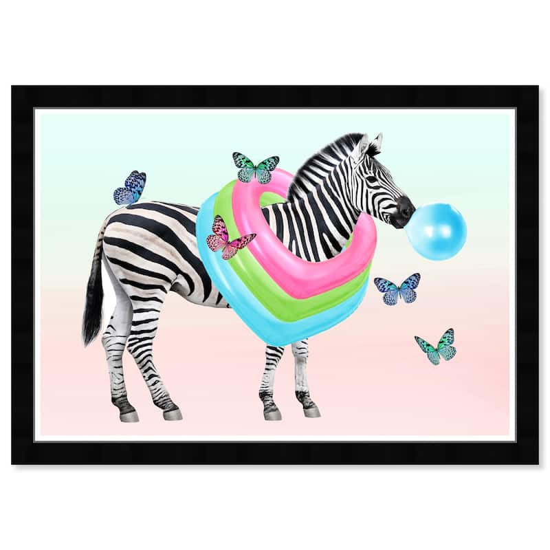 Wynwood Studio Prints Animals Zebra Bright Fun Blue and Cyan Bohemian & Eclectic Wall Art Canvas Print