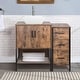 preview thumbnail 26 of 51, 36" Brown Bathroom Vanity Set with Side Cabinet Mid-Century Vanity with Sink & Faucet Ceramic square sink