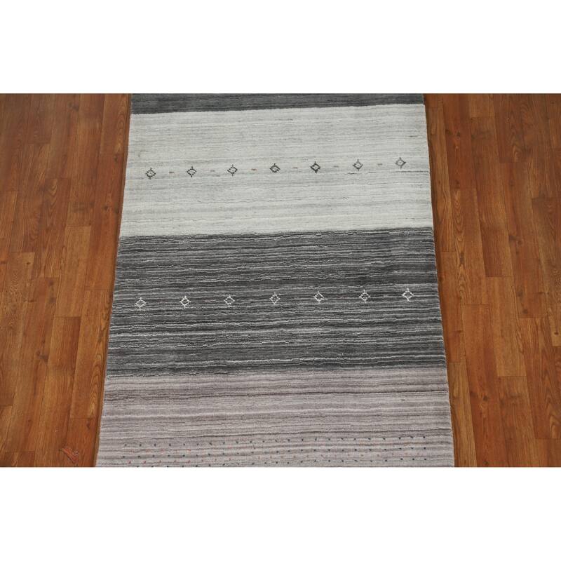 Animals Tribal Gabbeh Indian Runner Rug Handmade Wool Carpet - 3'4" x 10'2"