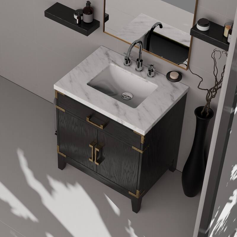 Laurel Bath Vanity Carrara Marble Top, Sink and Faucet