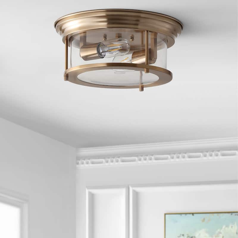 Henry 13.25" Metal/Glass LED Flush Mount, by JONATHAN Y