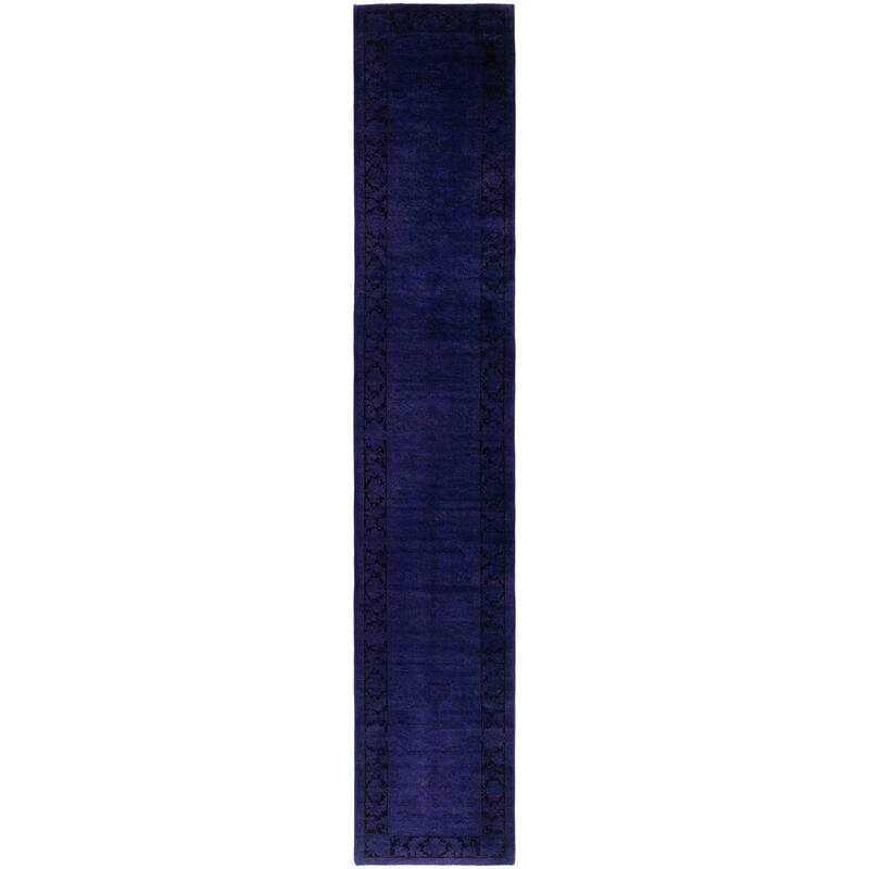 Overdyed One-of-a-Kind Hand-Knotted Area Rug - Purple - 2' 6" x 14' 1"