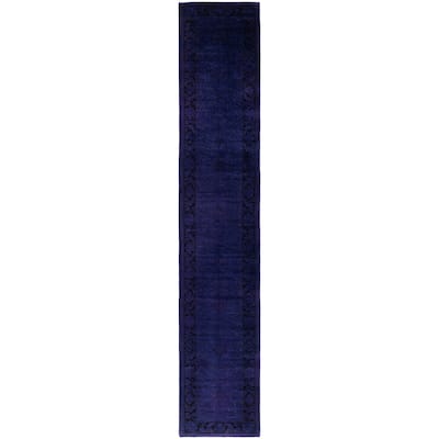 Overdyed One-of-a-Kind Hand-Knotted Area Rug - Purple - 2' 6" x 14' 1"