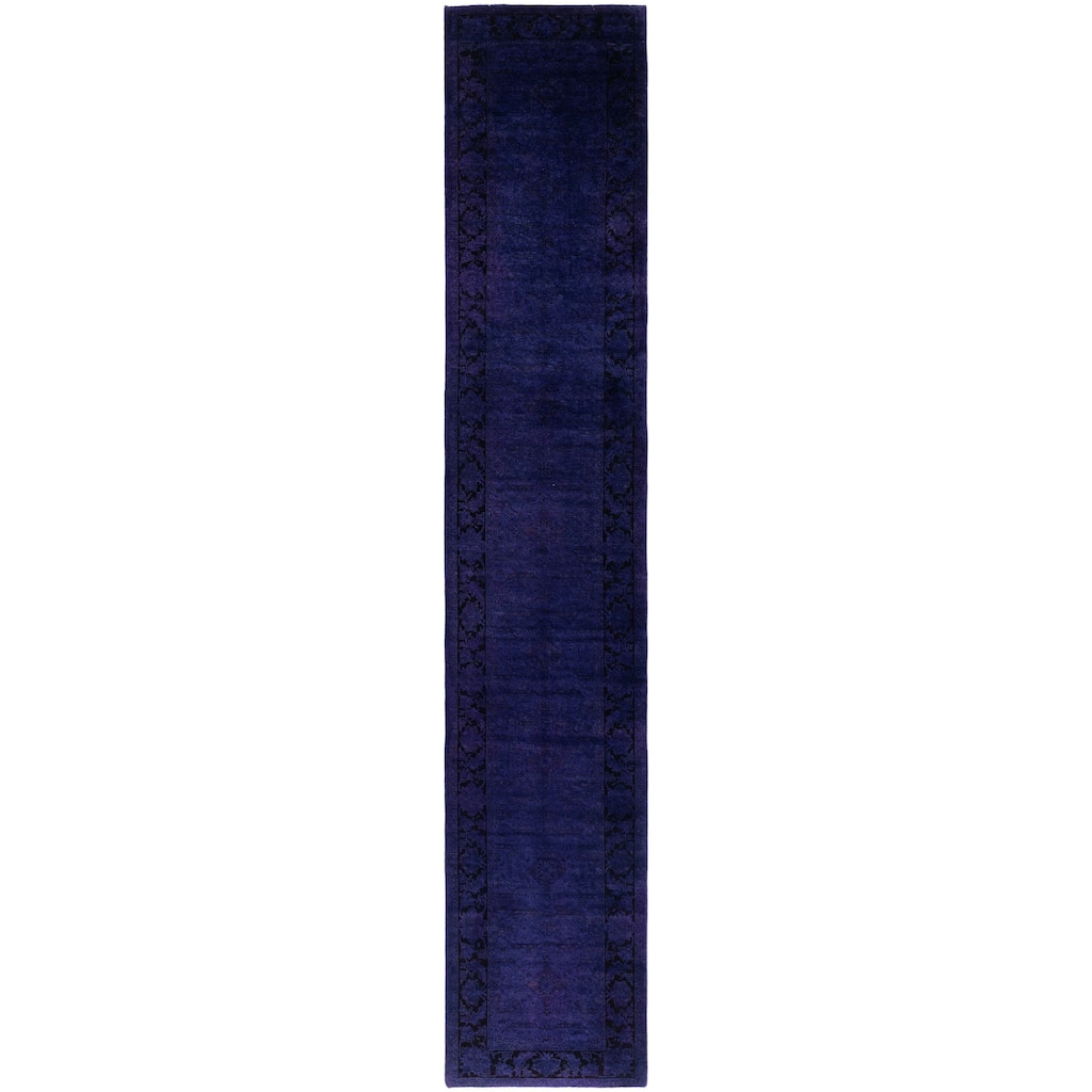 Overdyed One-of-a-Kind Hand-Knotted Area Rug - Purple - 2' 6" x 14' 1"