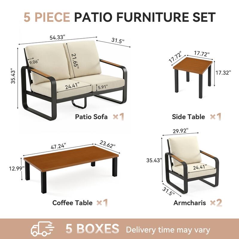 Outdoor Patio Conversation Sofa Set with Cushions