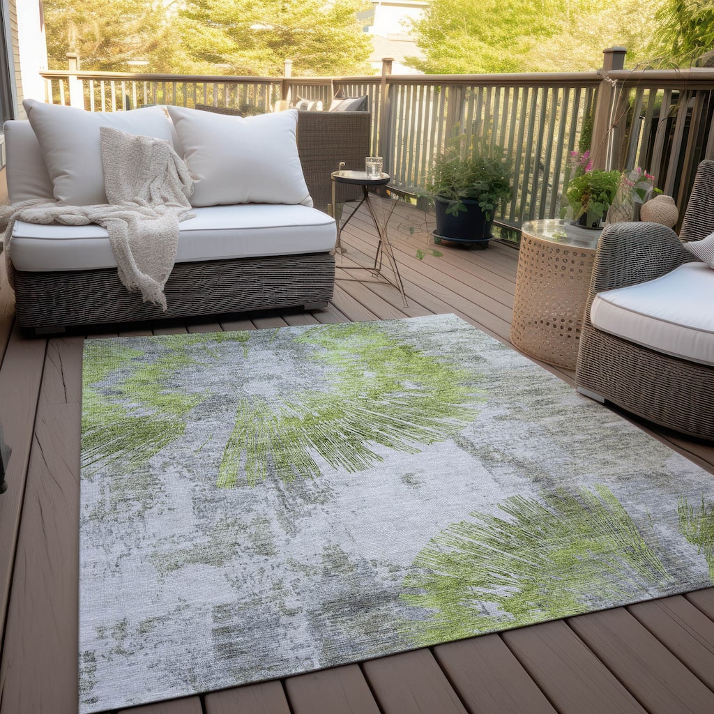Machine Washable Indoor/ Outdoor Chantille Contemporary Starburst Rug