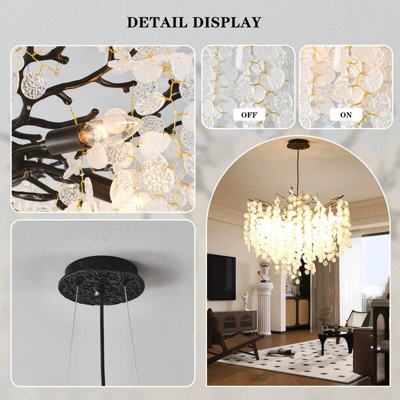 Modern Crystal Chandelier, Tree Branch Chandeliers Adjustable Height