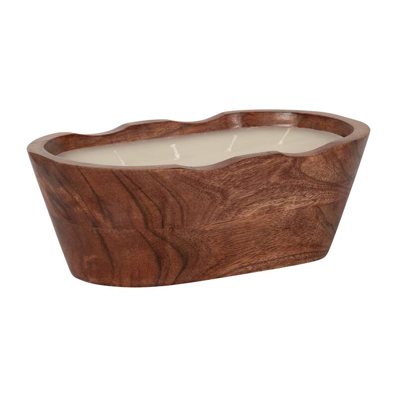 Sagebrook Home Vanilla Oval Bowl Candle, Natural, Oval, 3"H, Wood