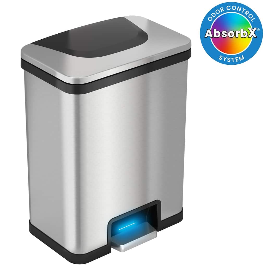 iTouchless 13 Gallon / 49 Liter AutoStep Sensor Kitchen Trash Can with Odor Filter (Black Trim)