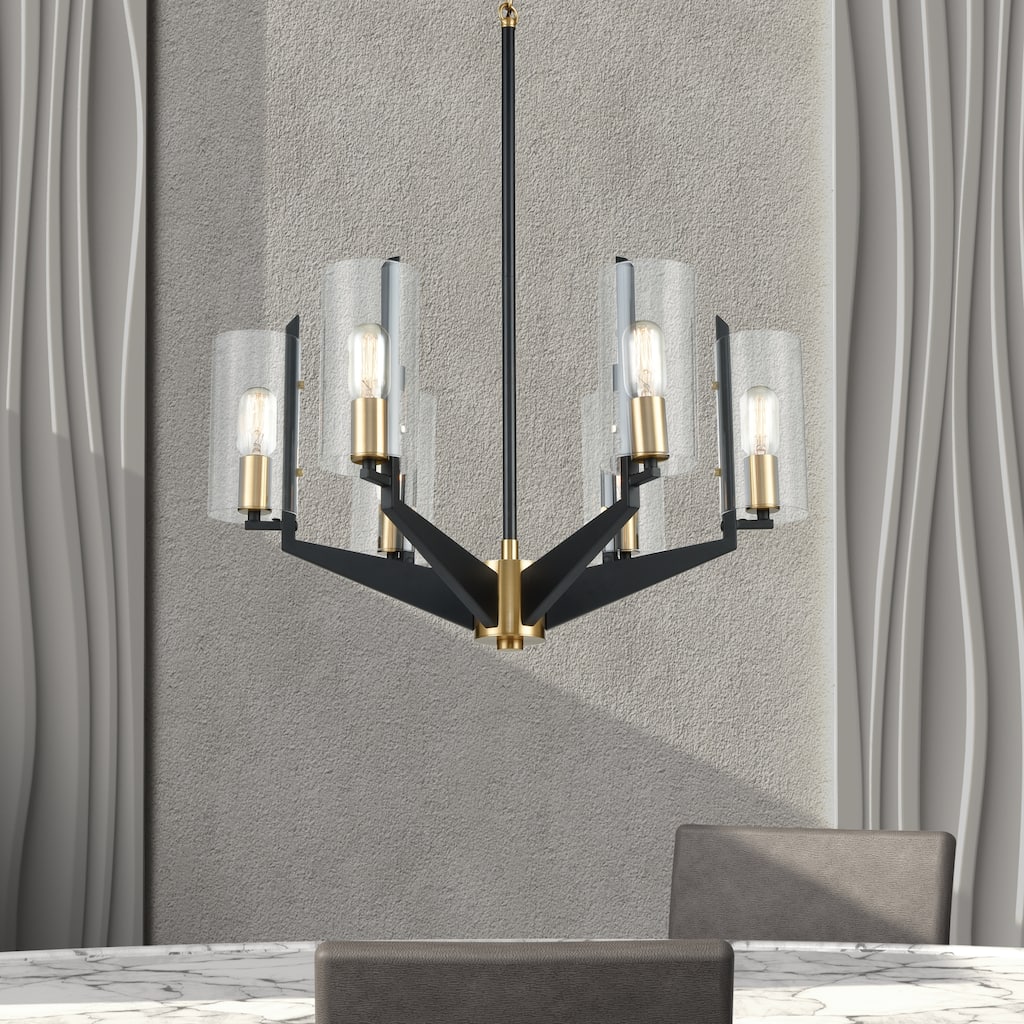 Elk Home Blakeslee Matte Black With Clear Glass 8 Light Chandelier