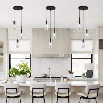 60 -Watt 3-Light Simple Pendant Light with Clear Glass Shade for ‎Kitchen, Bedroom, Living Room - N/A