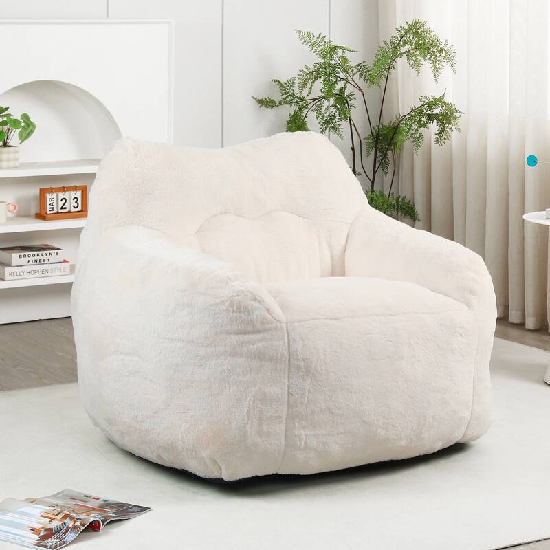 Oversized Memory Foam Bean Bag Chair Lazy Sofa with Armrests and Removable Cover for Living Room Bedroom