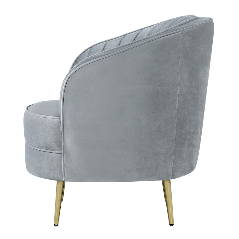 Reigha Grey and Gold Upholstered Tufted Chair