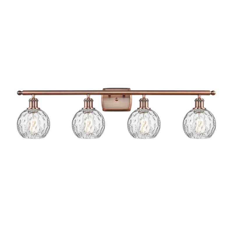 Innovations Lighting Athens Water Glass - 4 Light 36" Bath Vanity Light - 6"Shade - Antique Copper Finish/Clear Water Glass