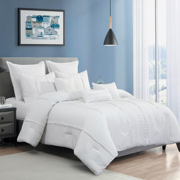 Porch Den Sonrisas White Microfiber 8 Piece Comforter Set On Sale Overstock 31812747 Queen