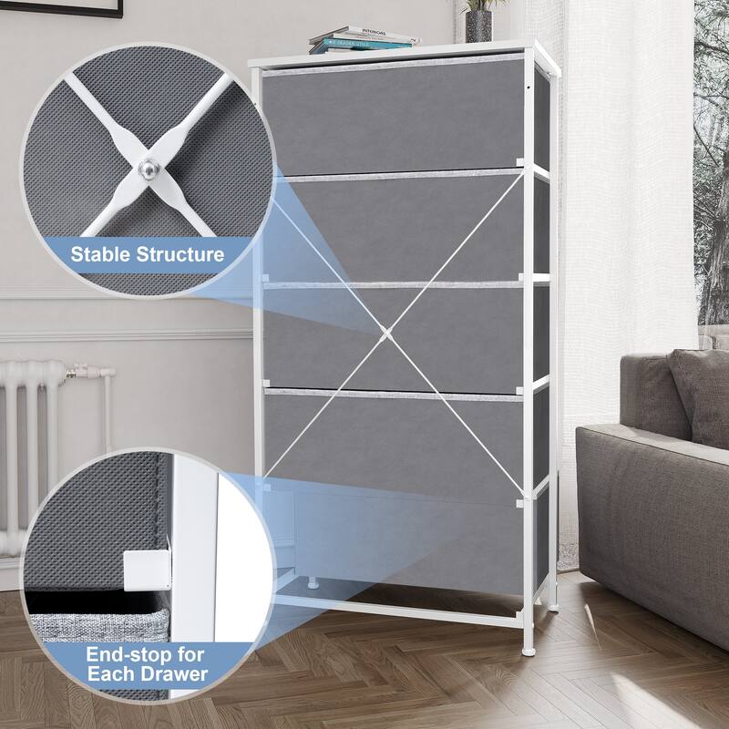 5 Drawers Vertical Dresser Storage Tower Organizer Unit for Bedroom