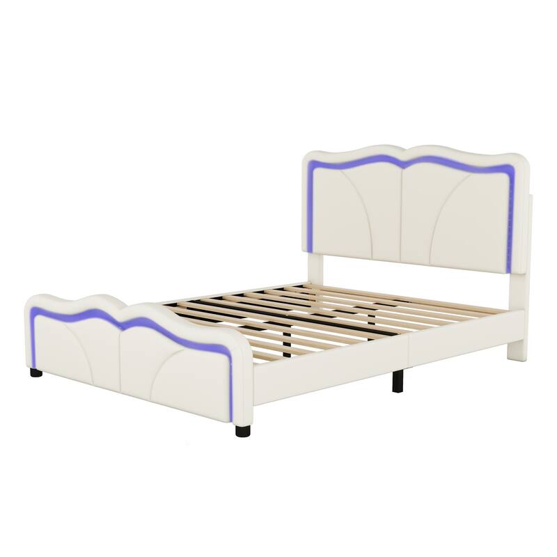 Full Size Upholstered Platform Bed with Adjustable Headboard