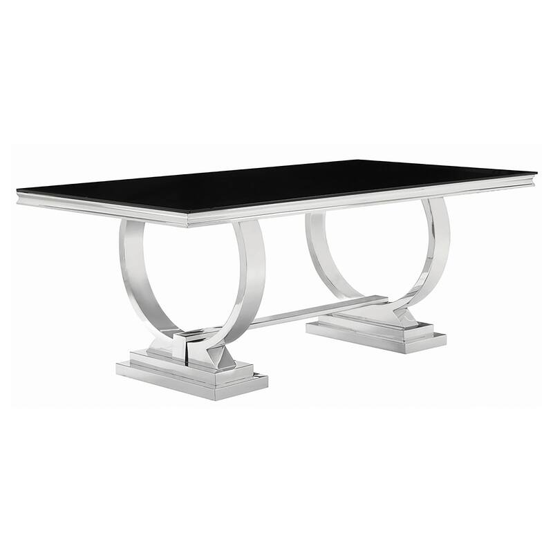 Antoine Chrome Rectangular Glass Top Dining Set