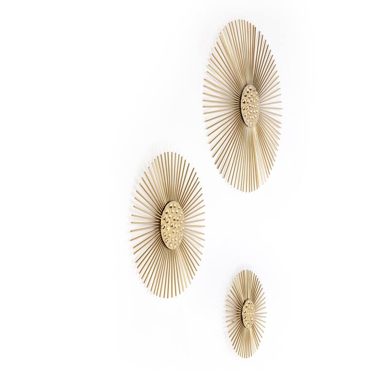 Habitat Decor Sunburry Gold Sunburst Metal Wall Art Set of 3 On Sale