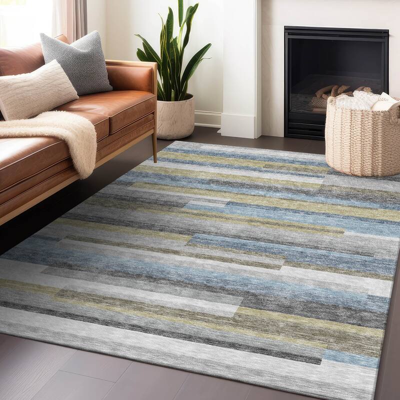 Premium Washable Super Soft Stripes Stacked Mayfield Rug