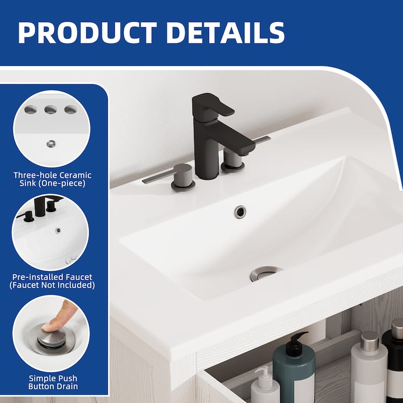 Moasis 30" Farmhouse Bathroom Vanity With Sink,Small Space Bathroom Storage Cabinet with Barn Doors
