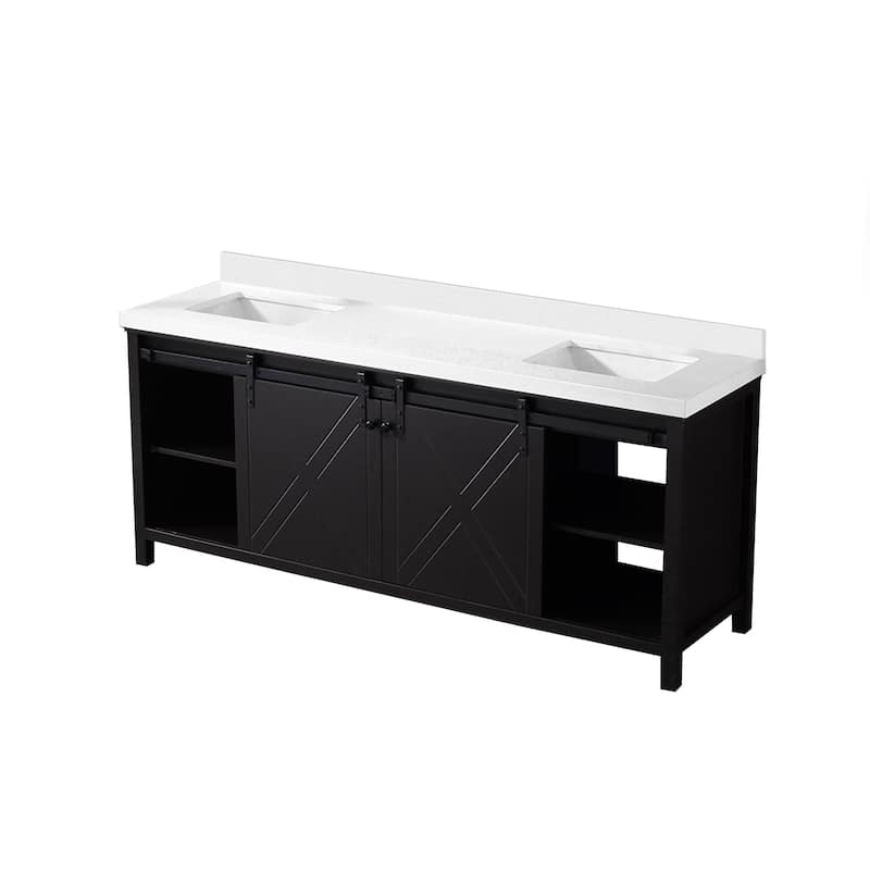 Marsyas 80 in W x 22 in D Brown Double Bath Vanity and Cultured Marble Countertop