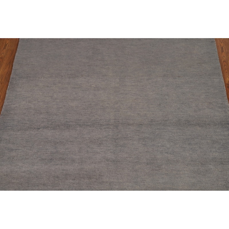 Hand Knotted Oriental 100% Wool Carpet Modern Modern Greys & Charcoal Gabbeh Area Rug - 5' 11'' X 4' 0''