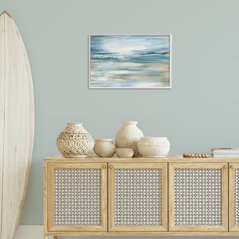 Stupell Gradient Ocean Waves Framed Giclee Art Design By Carol Robinson
