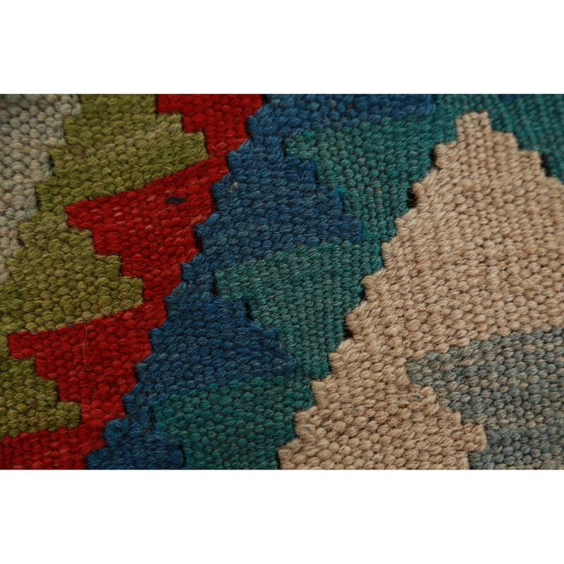 Kilim Runner Rug Hand-Woven Oriental Wool Carpet - 2'9" x 12'11"